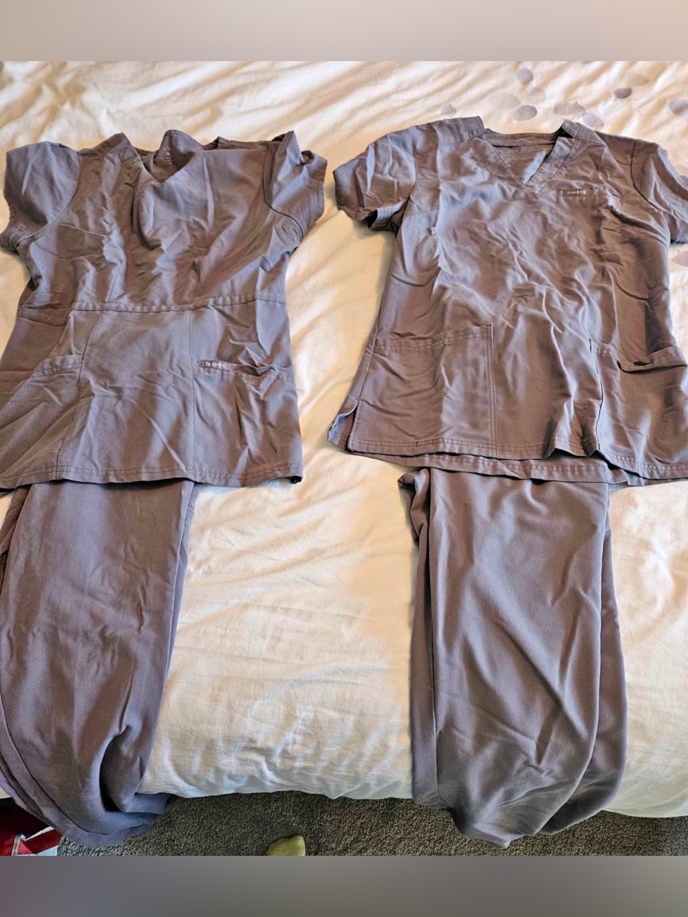 x2 Jaanuu Women's Scrub Set in Light Gray